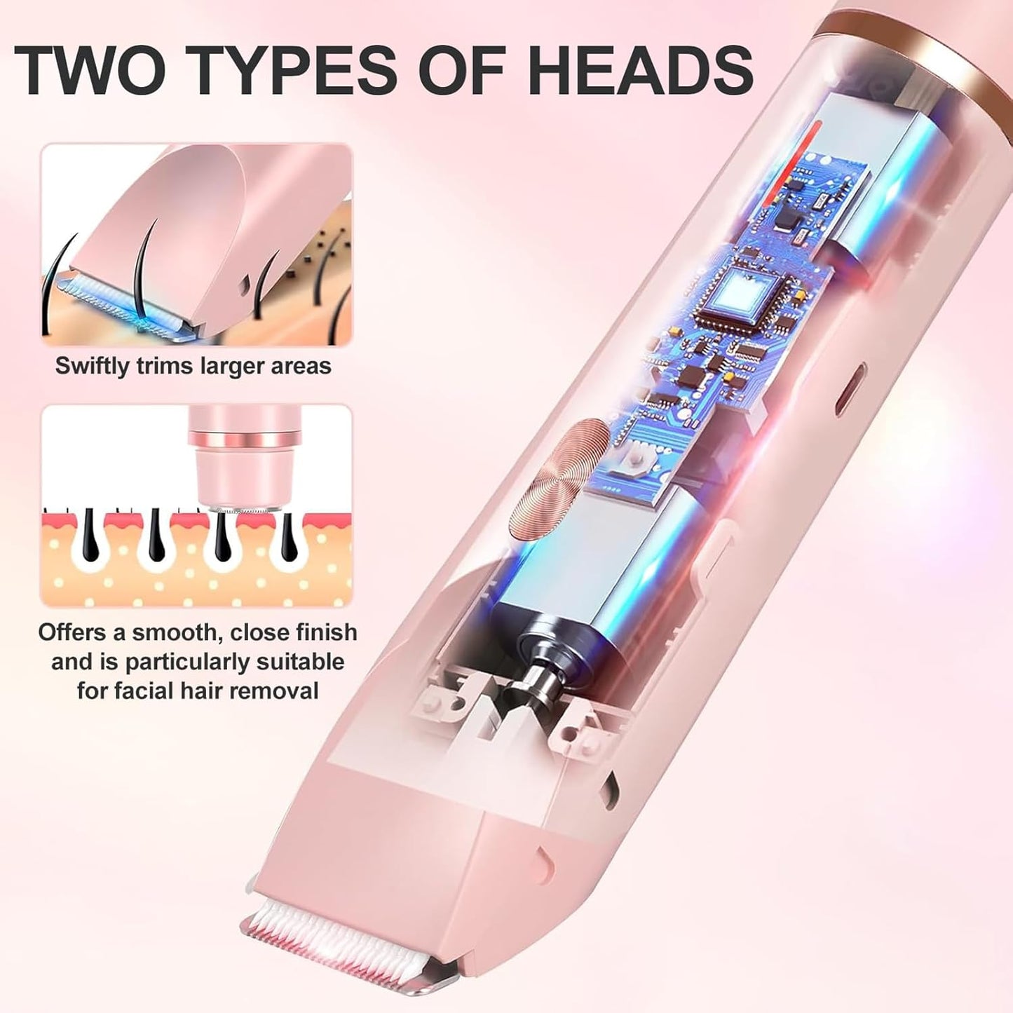 Electric Shaver for Women, 2-In-1 Electric Razor for Womens Legs Underarm Face P