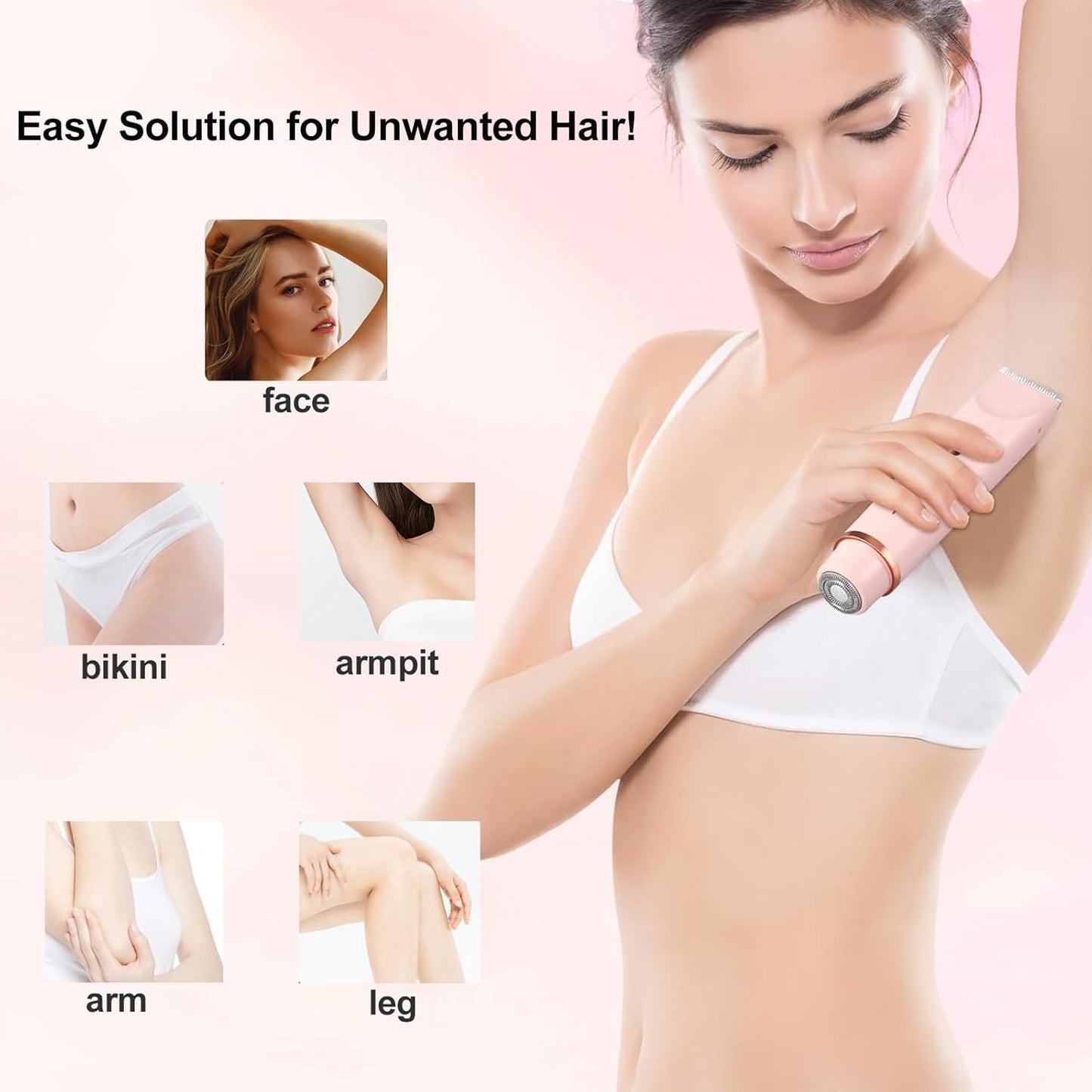 Electric Shaver for Women, 2-In-1 Electric Razor for Womens Legs Underarm Face P